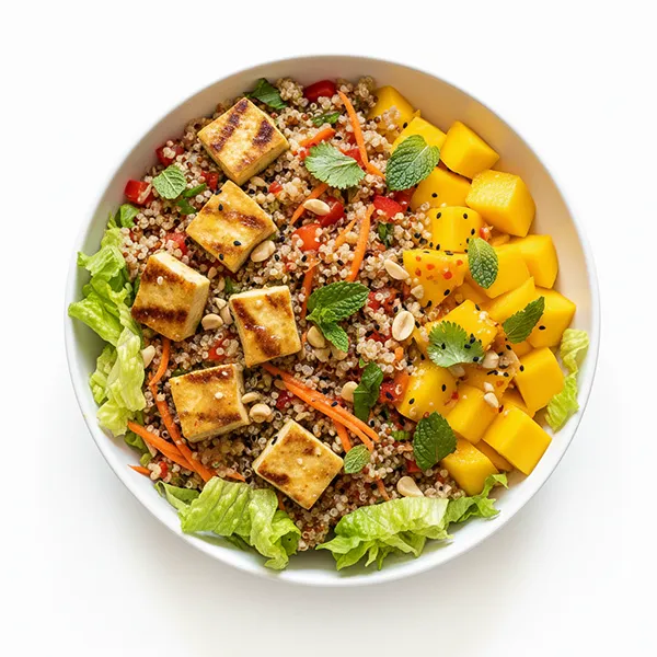 Thai Tofu & Mango Quinoa Salad with Chili-Lime Dressing